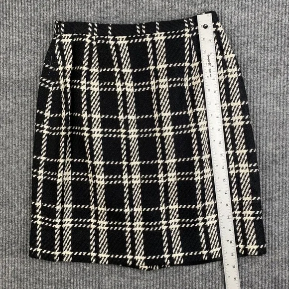 JH Collectibles Vintage 90s Plaid Wool Pencil Skirt Black Preppy Size 10 USA 781 - Picture 2 of 8